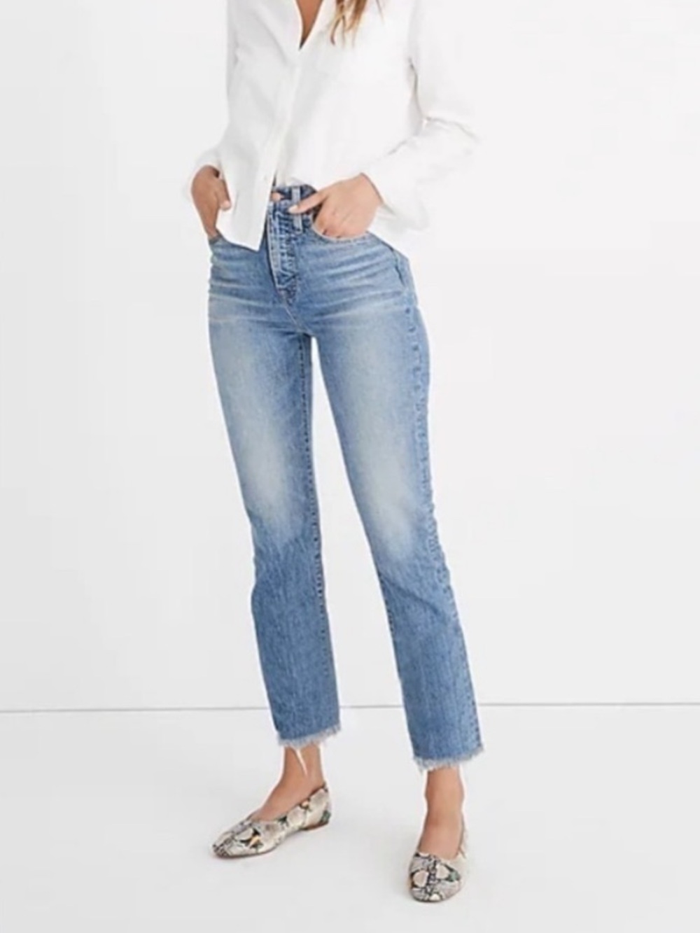 Madewell The Perfect Vintage Jean in Ainsworth Wash raw hem
Sz 28
